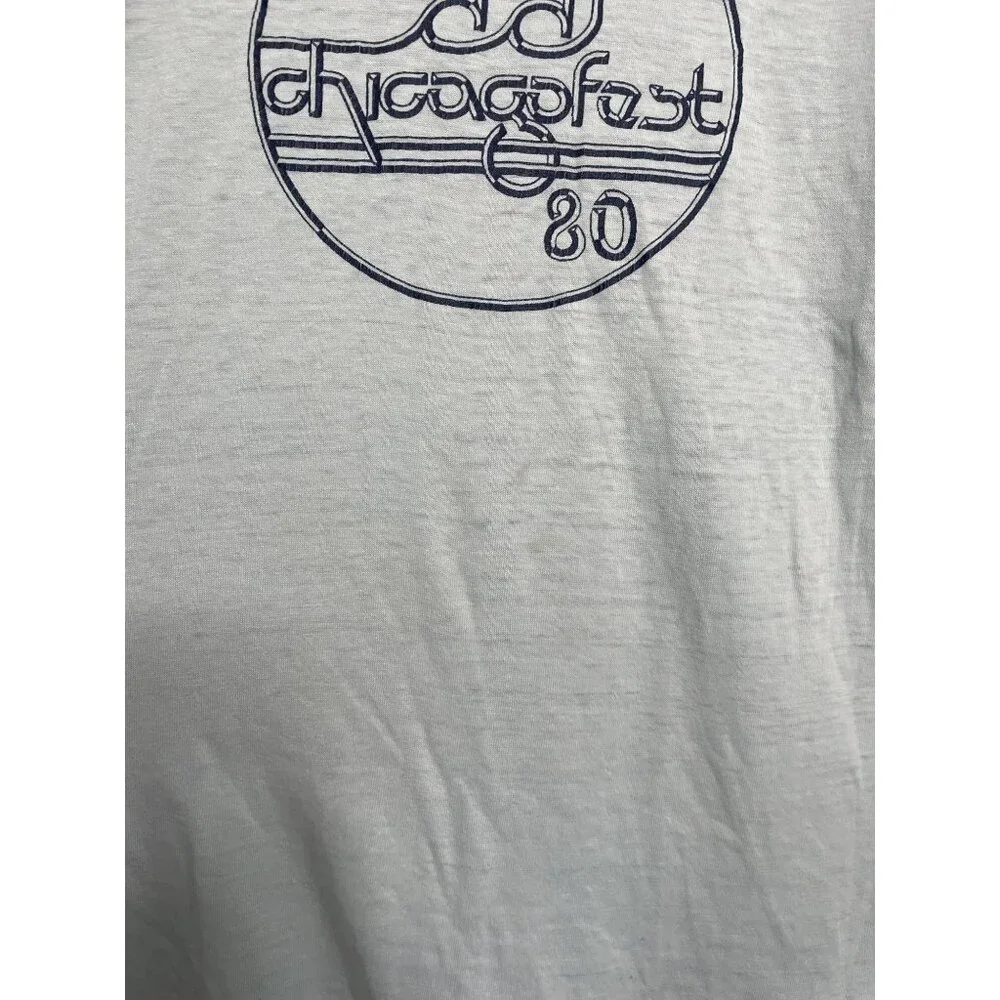 RARE Vintage 1980 Chicago Fest 80 T-Shirt Size L Large LG light blue T-shirt - Picture 7 of 8